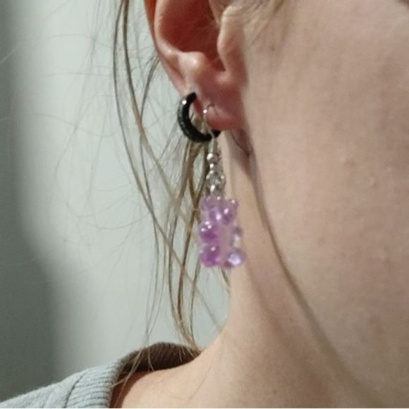 Handmade yellow gummy bear earrings dangle y2k - Picture 3 of 3